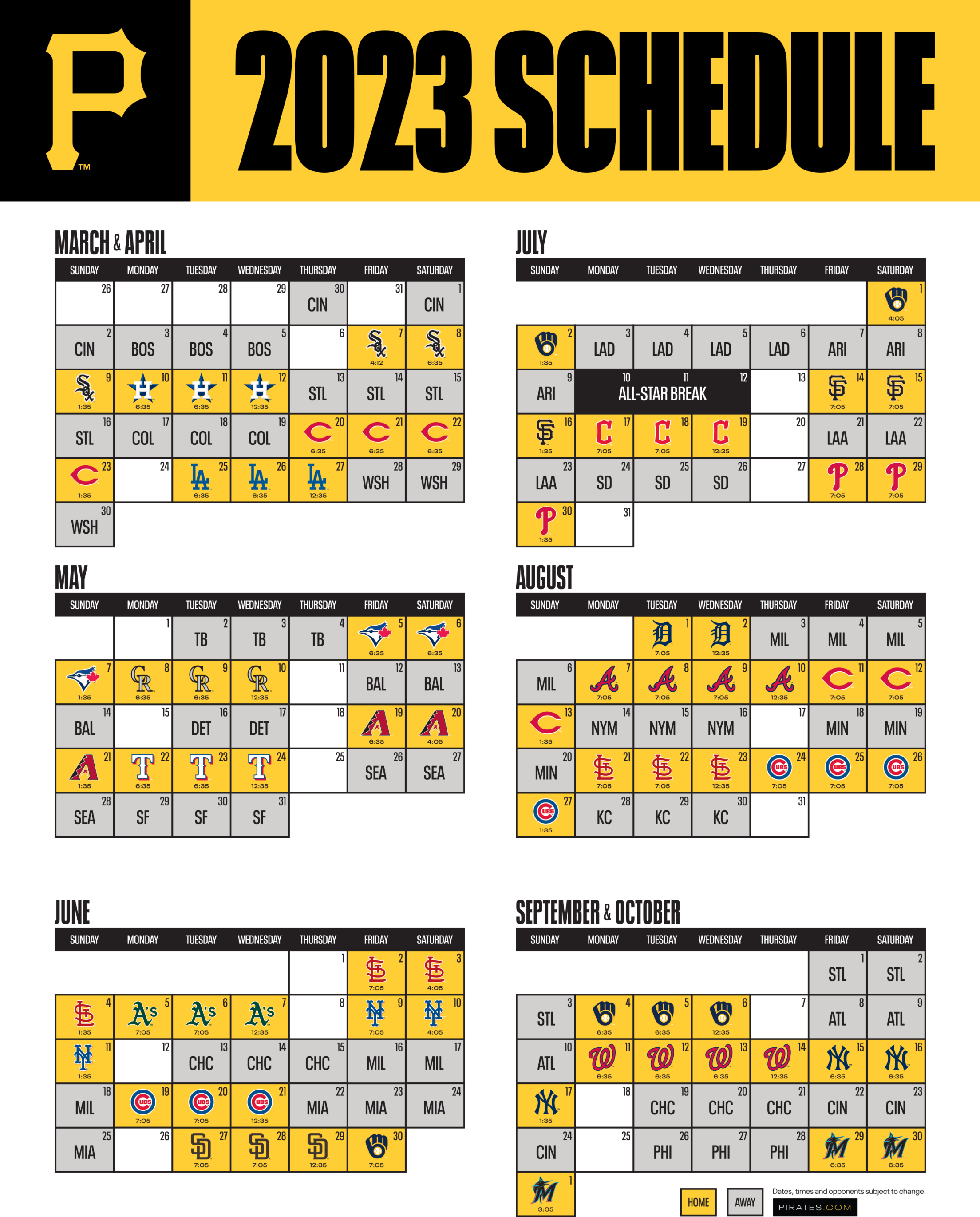 Printable Schedule Pittsburgh Pirates