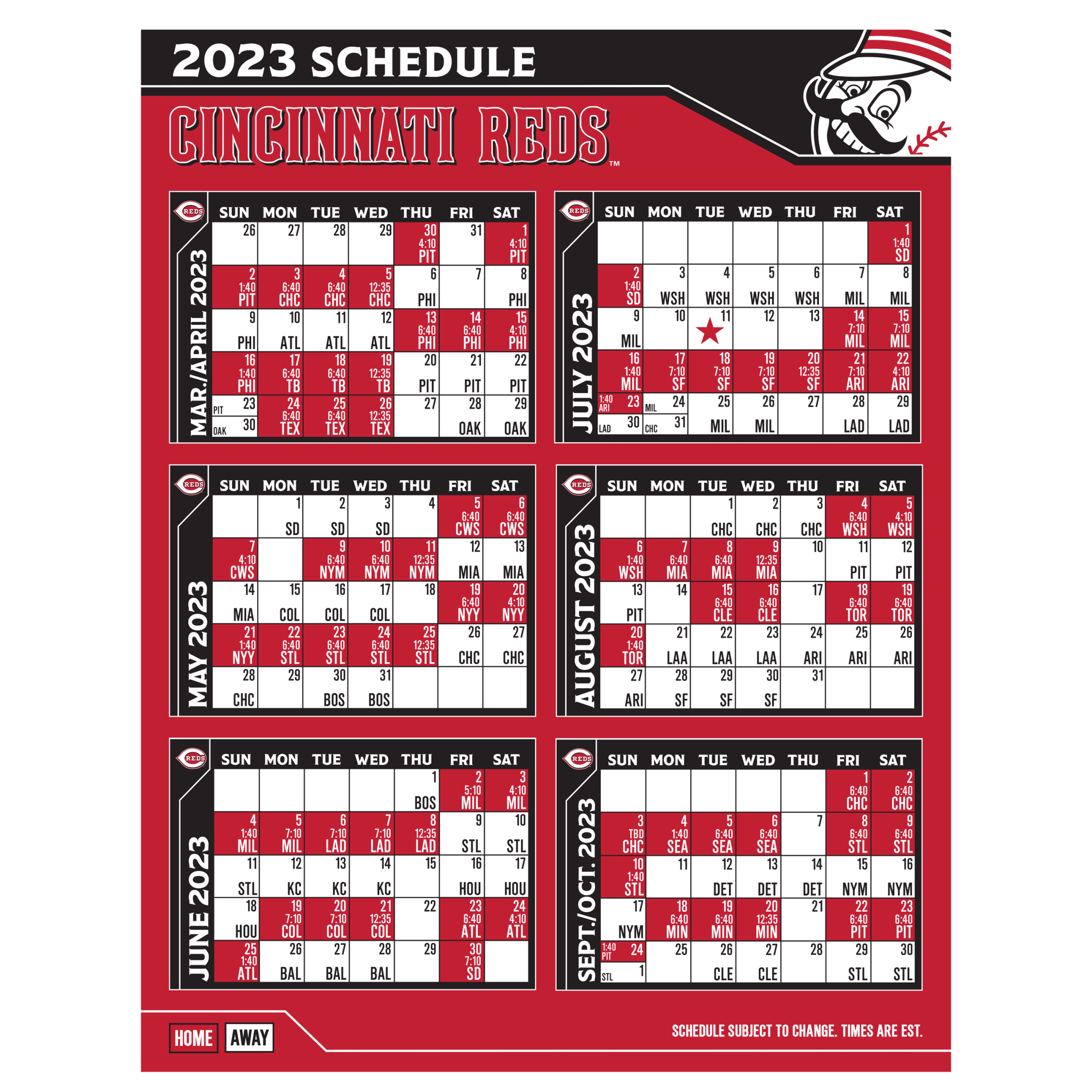 Cincinnati Reds Printable Schedule
