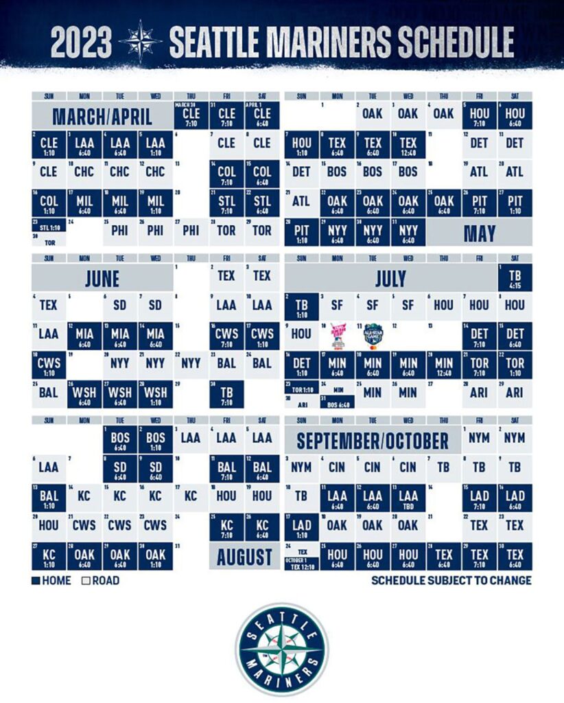 Printable Seattle Mariners Schedule Free Printable Templates