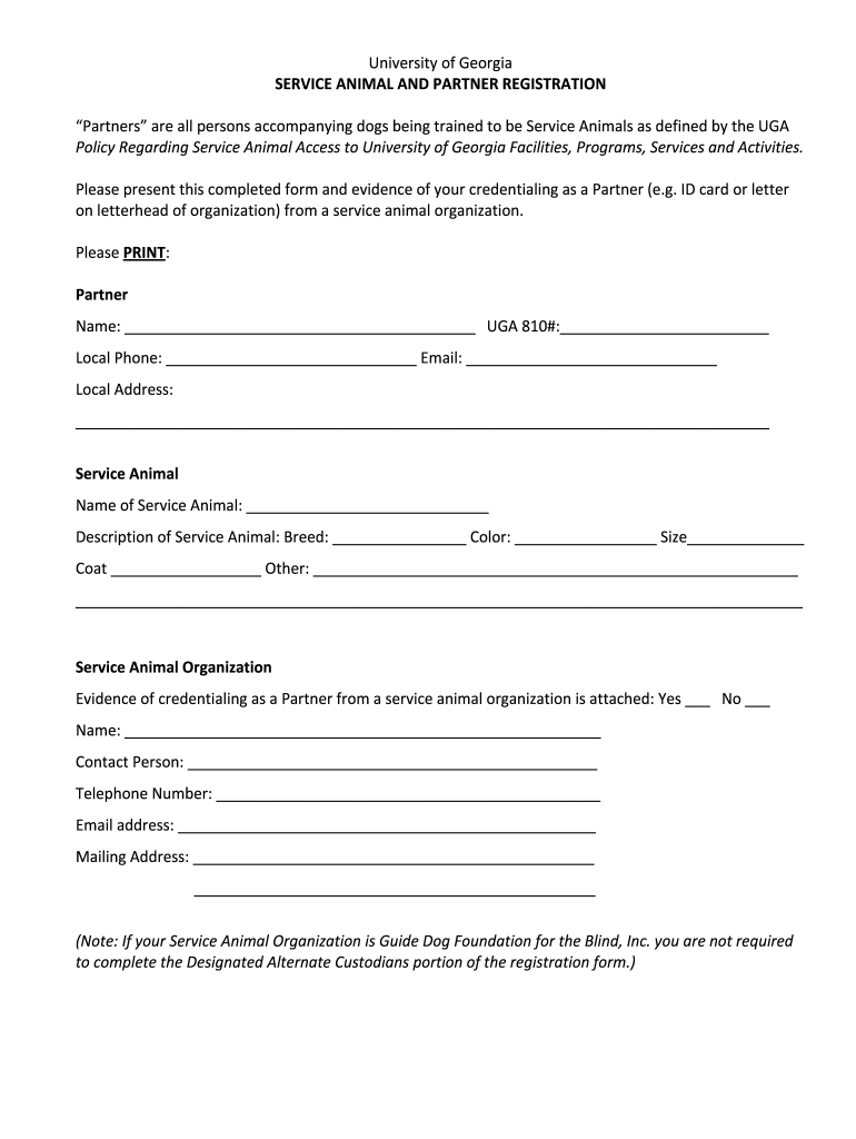 Printable Service Dog Forms Fill Out Sign Online DocHub