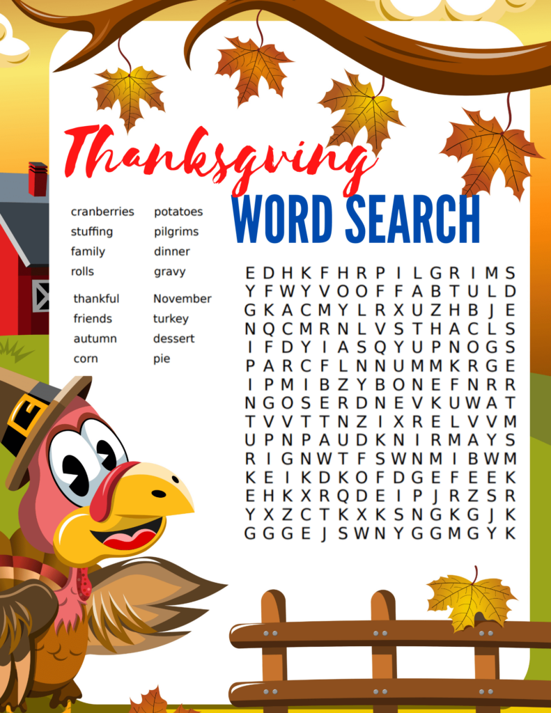 Free Printable Thanksgiving Word Searches