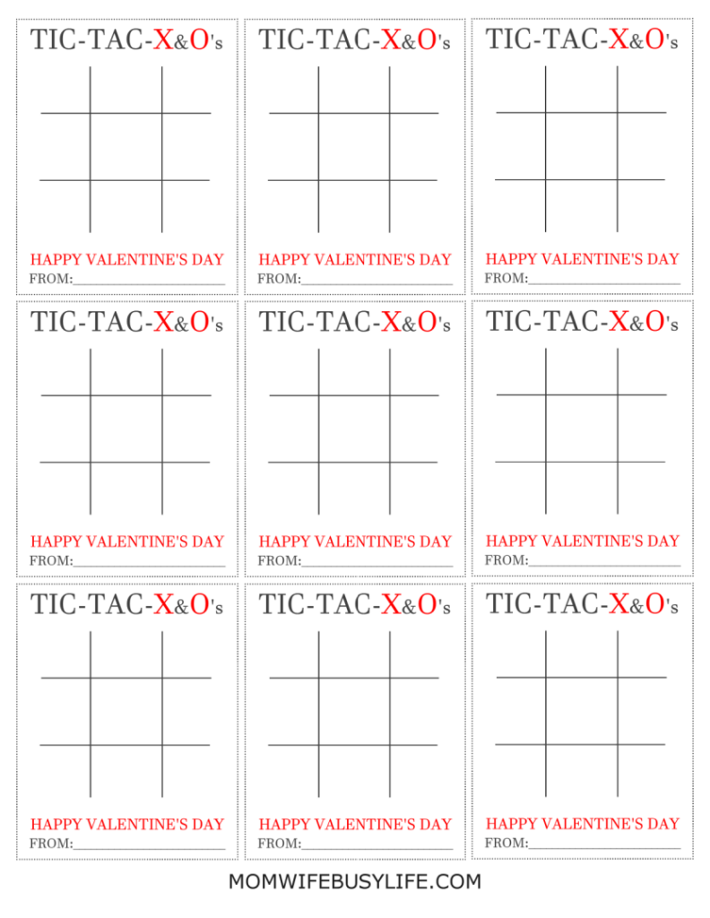 Printable Tic Tac Toe Valentine s Day Cards Mom Wife Busy Life 