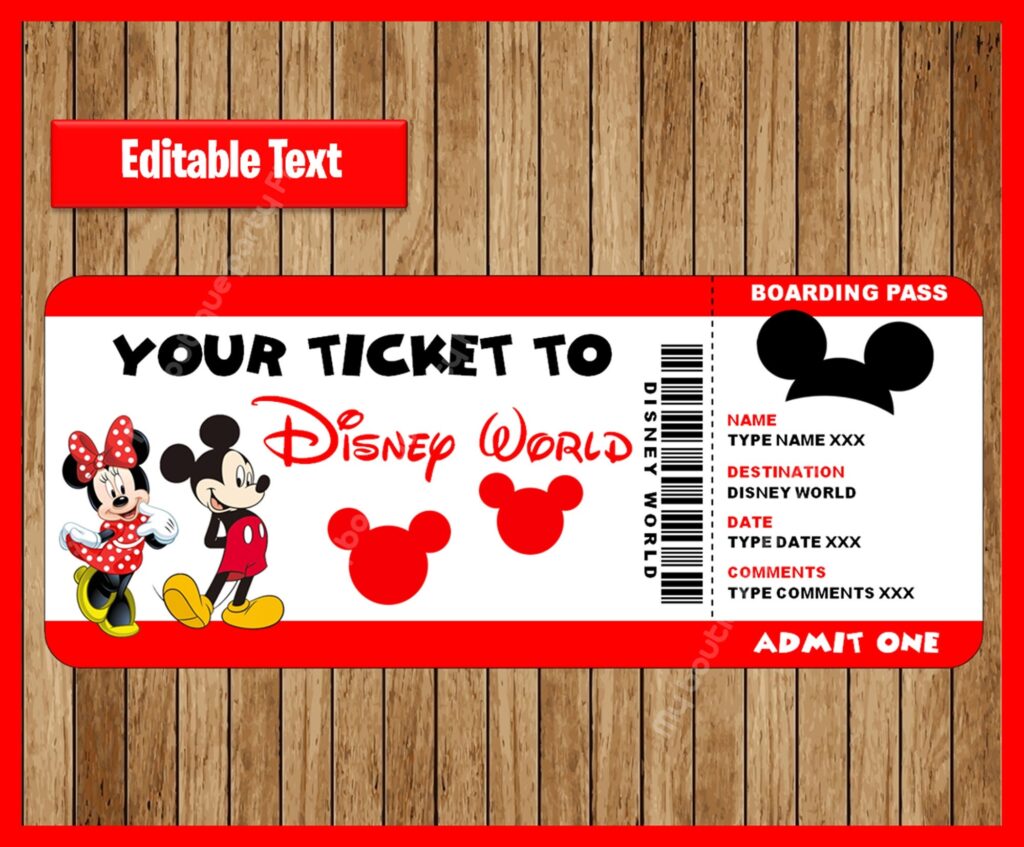 Printable Ticket To Disney World Surprise Trip Birthday Etsy de