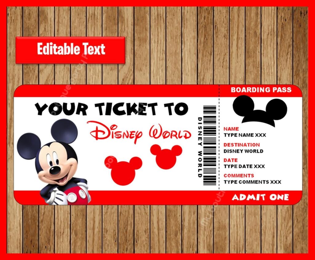 Printable Ticket To Disney World Surprise Trip Birthday Etsy Disney Trip Reveal Printable Tickets Disney World Tickets