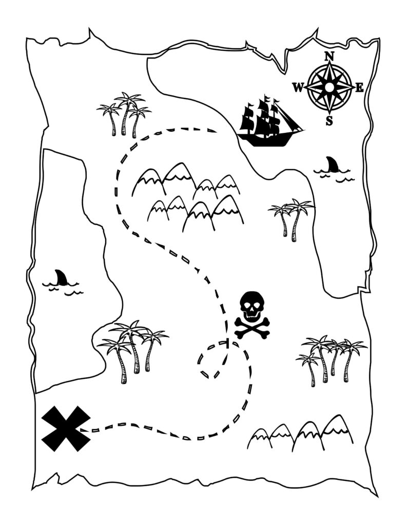 Printable Treasure Map Kids Activity Let s DIY It All With Kritsyn Merkley Pirate Maps Pirate Treasure Maps Pirate Coloring Pages
