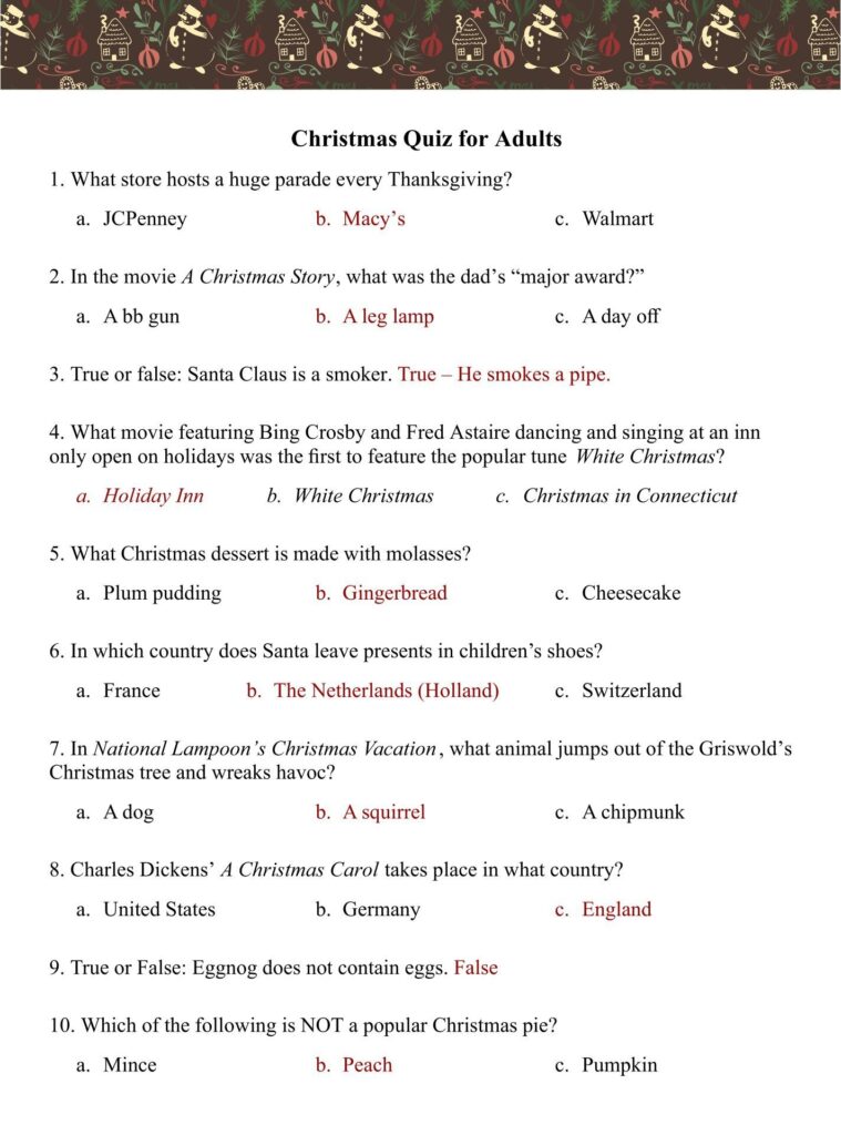 Printable Trivia Questions For Seniors With Answers Christmas Trivia Questions Trivia For Seniors Free Trivia