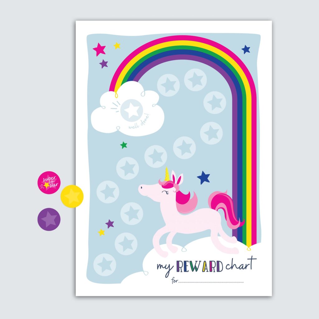 Printable Unicorn Kids Reward Chart With Reward Stickers Ollie Frey