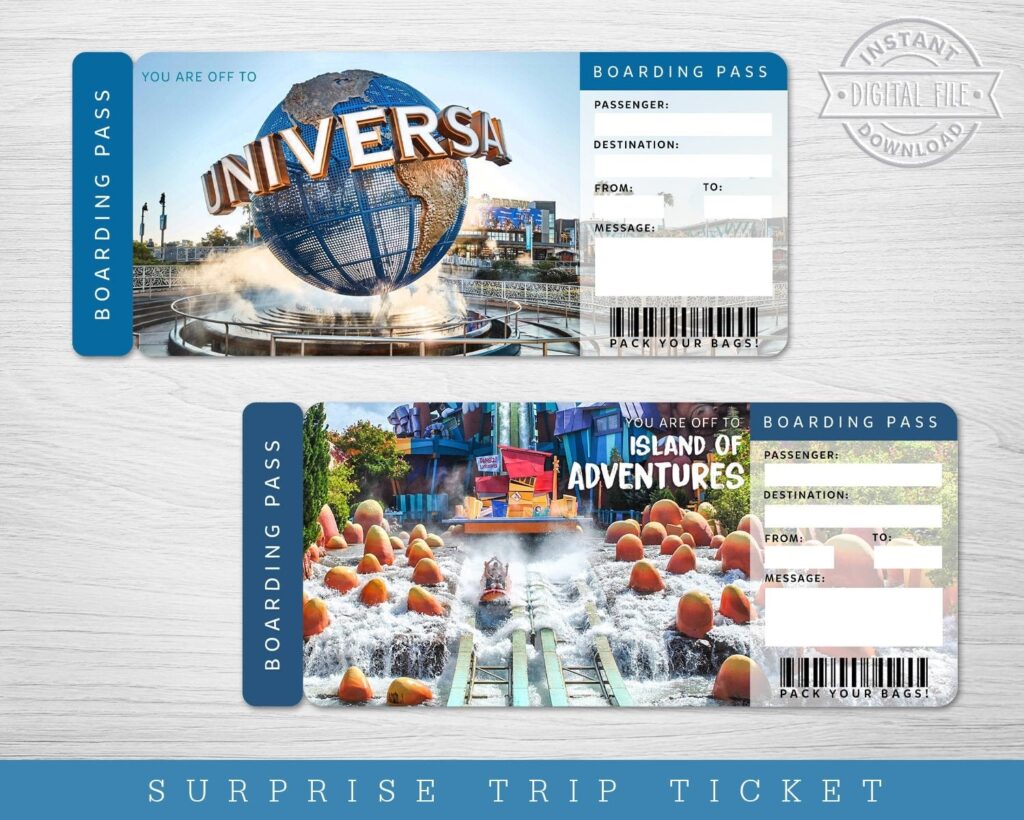 Free Printable Universal Studios Tickets