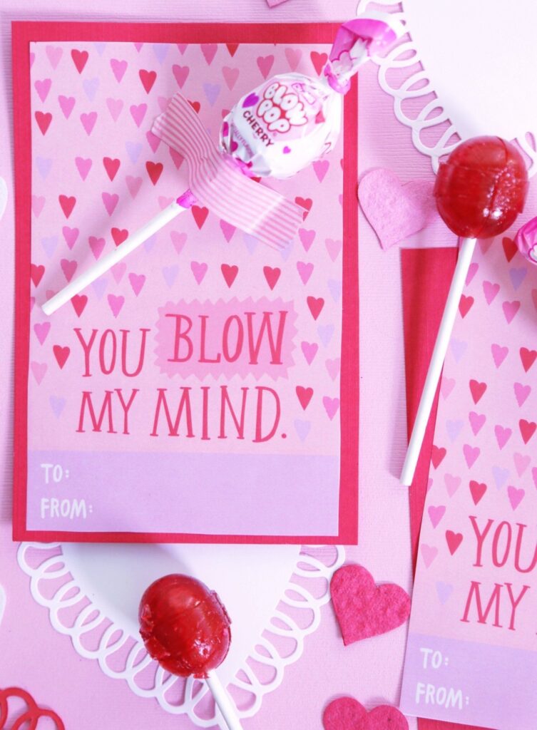 Printable Valentine s Day Card Blow Pop Printable Valentines Day Cards Valentines Printables Valentine Day Cards