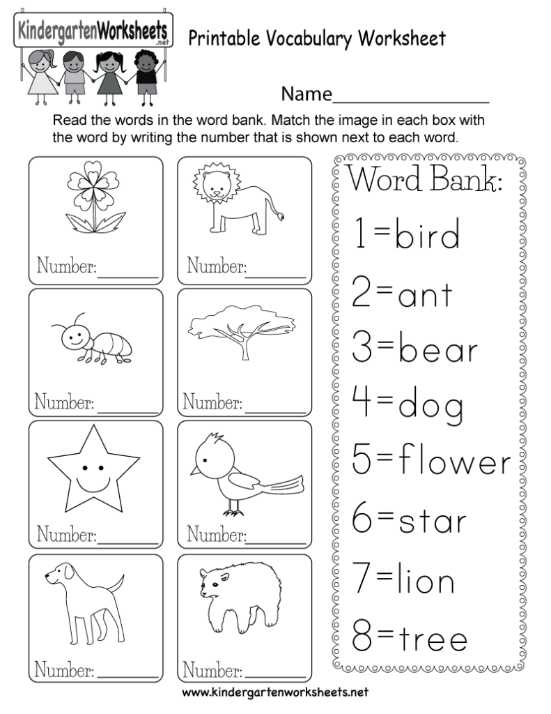 Printable Vocabulary Worksheet Free Kindergarten English Worksheet For Kids