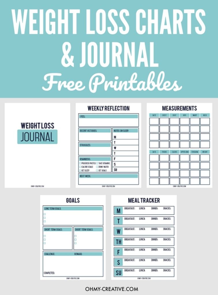 Printable Weight Loss Chart And Journal For Weight Loss Success Oh My Creative