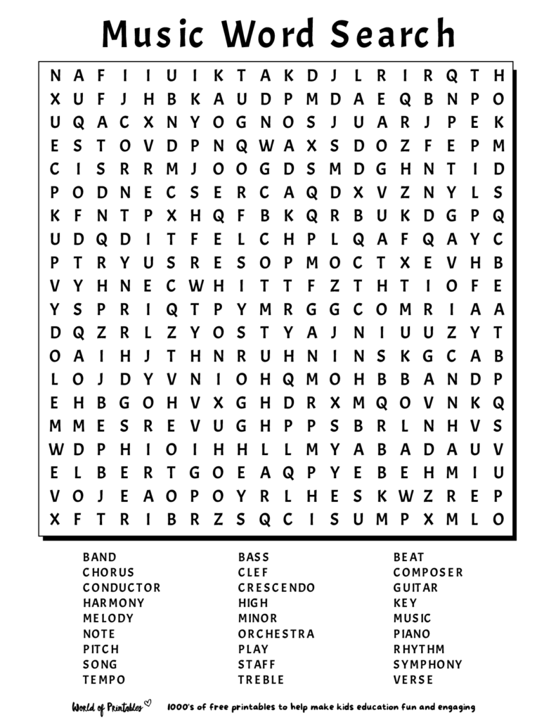 Word Search Free Printable