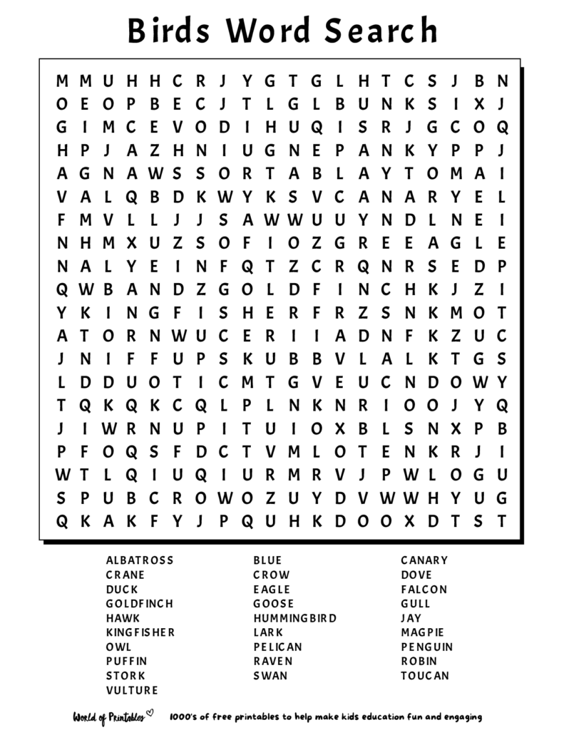 Free Word Search Puzzles Printable