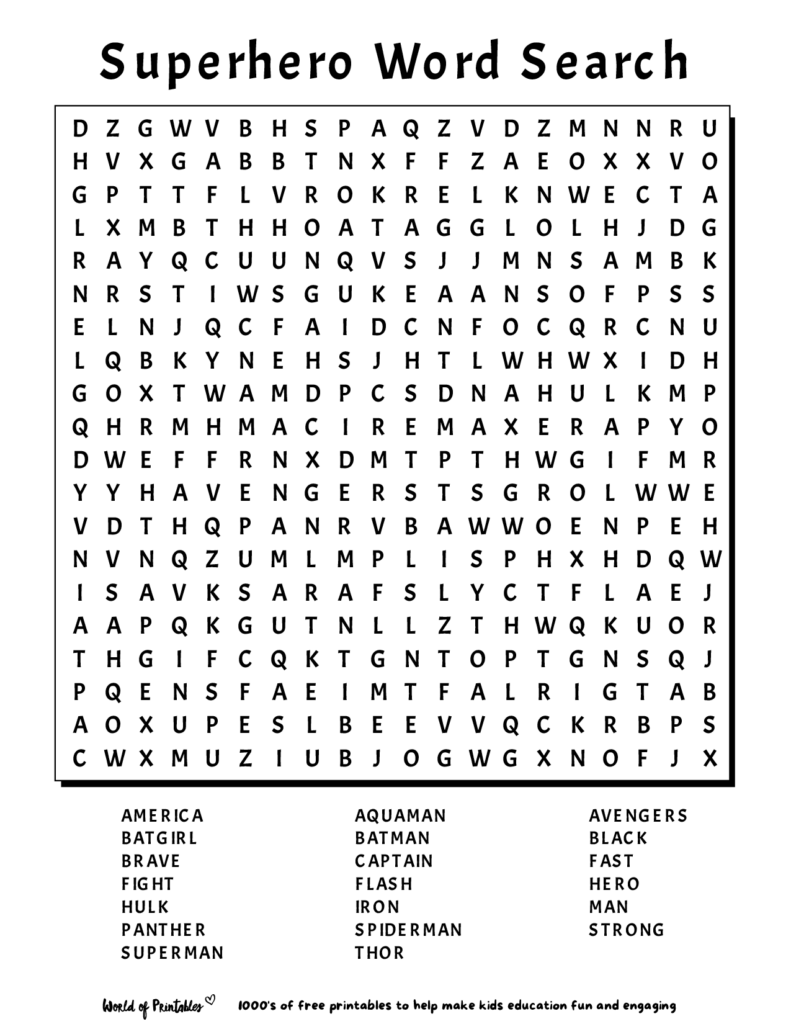 Printable Word Search World Of Printables