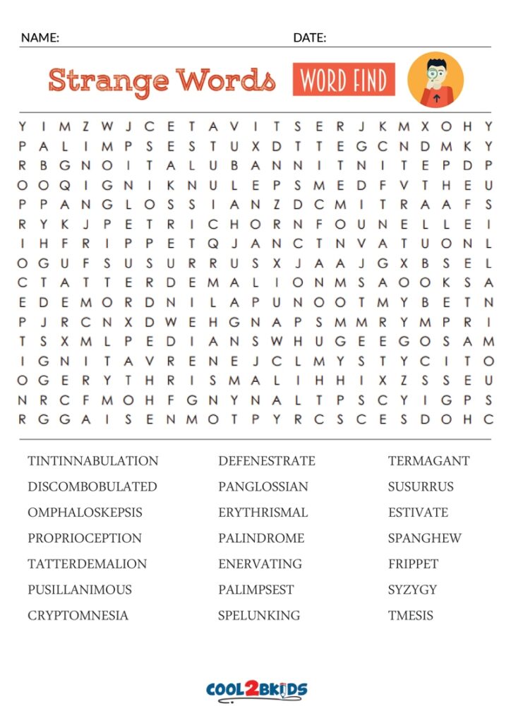 Word Search Puzzle Free Printable