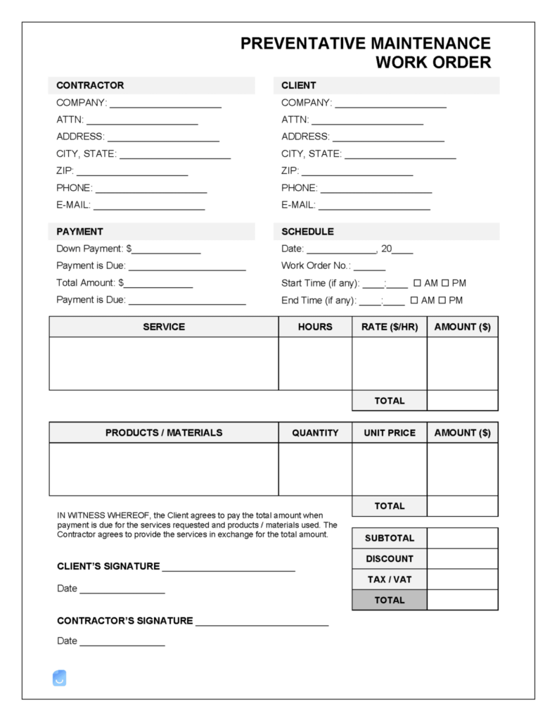 Printable Work Order Templates To Manage Your Work Orders Monday Blog