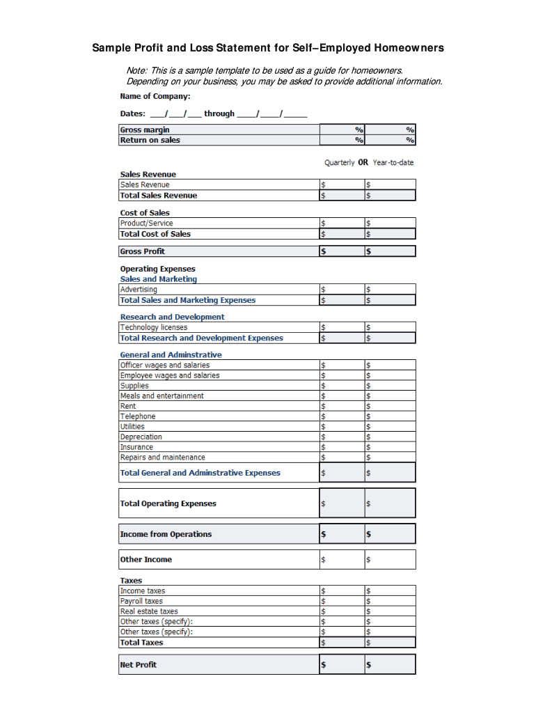 Profit And Loss Statement Fill Out Sign Online DocHub