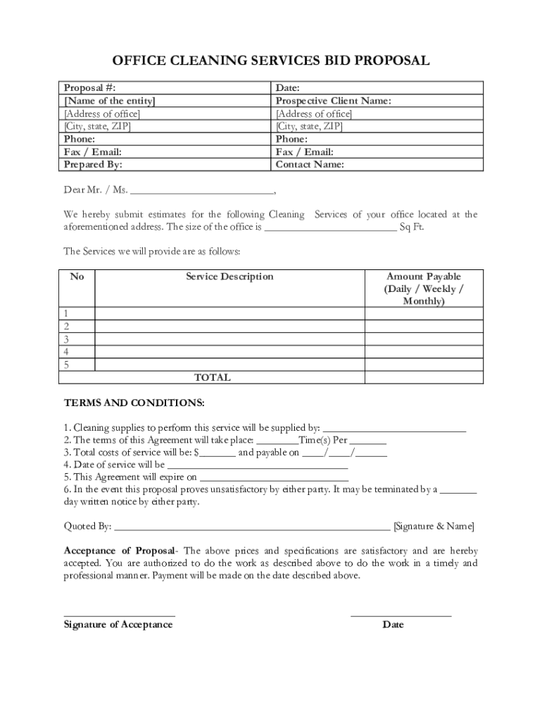 Proposal For Cleaning Services Pdf Fill Out Sign Online DocHub