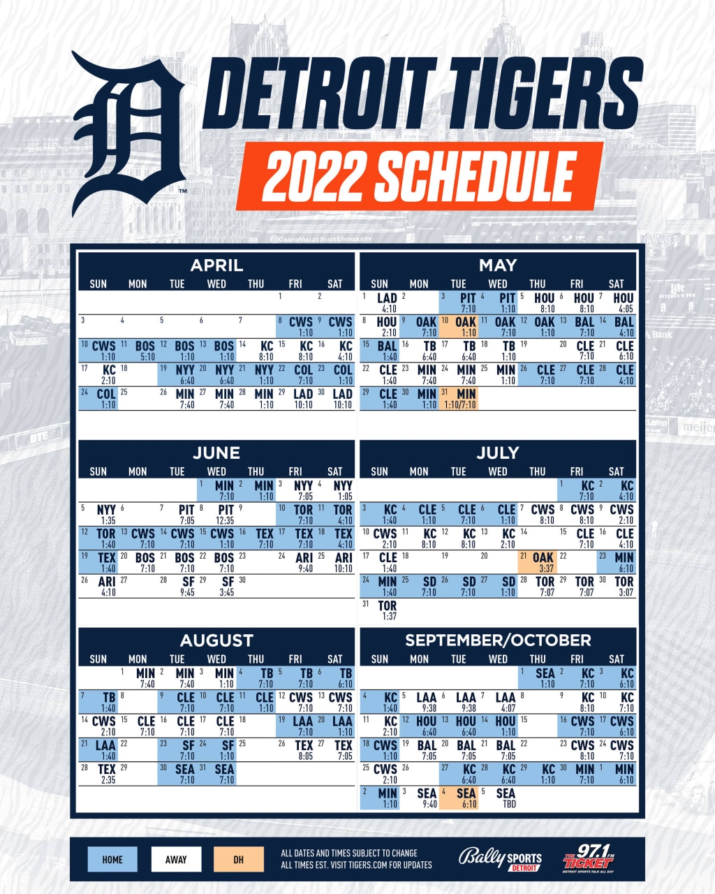 Detroit Tigers Printable Schedule - Free Printable Templates