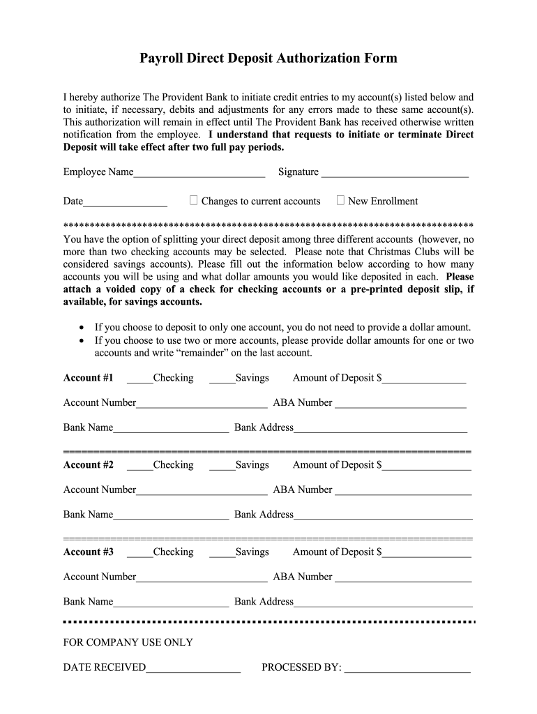 Provident Direct Deposit Fill Out Sign Online DocHub