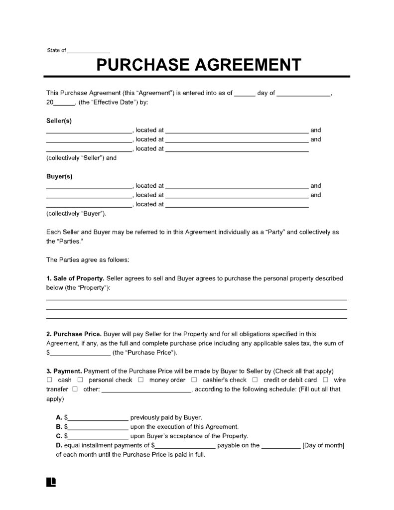 Purchase Agreement Template In 2021 100 Free 