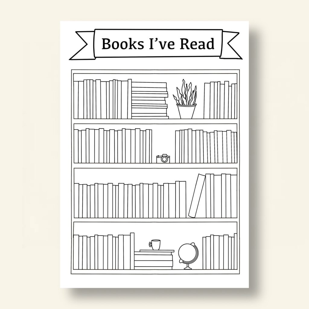 Reading Tracker Reading Log Coloring Bookshelf Book Etsy Reading Tracker Reading Log Reading Journal