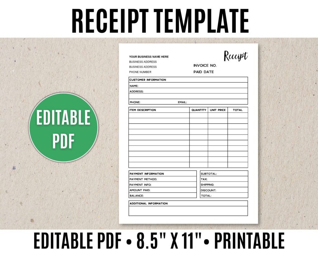 Free Receipt Template Printable