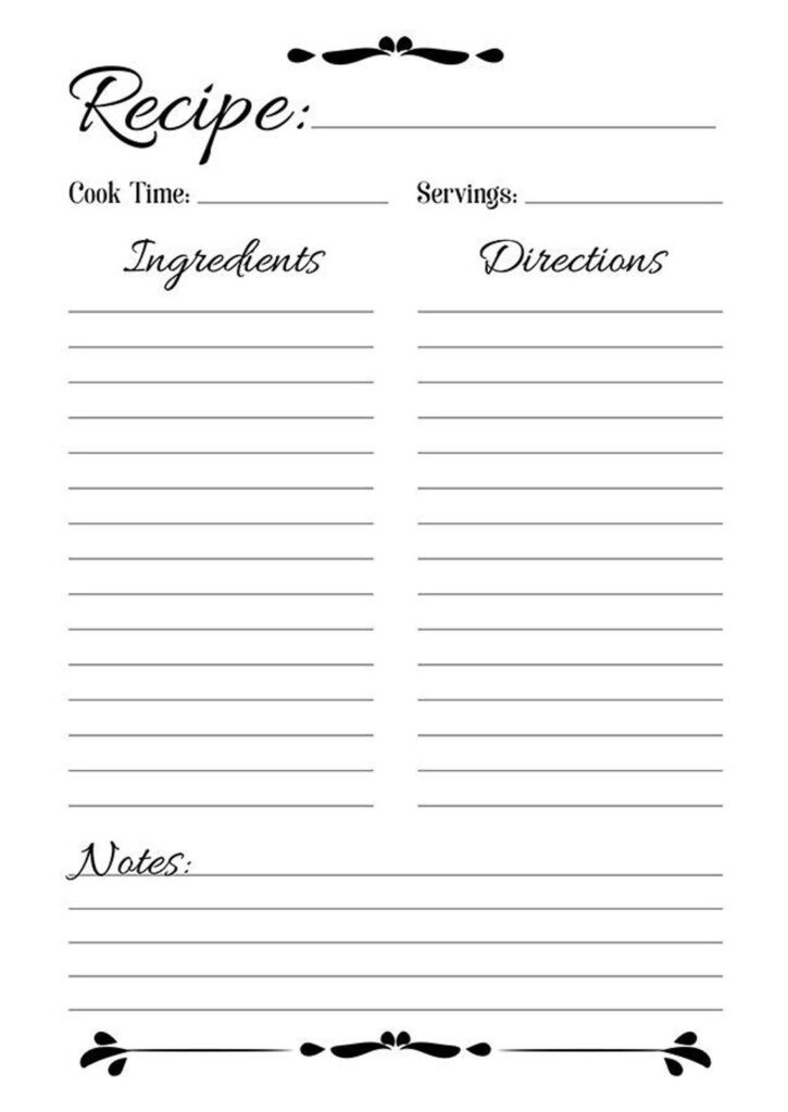 Recipe Sheet Printable Recipe Page Template Blank Recipe Etsy Food Printables Recipe Book Templates Recipe Sheets