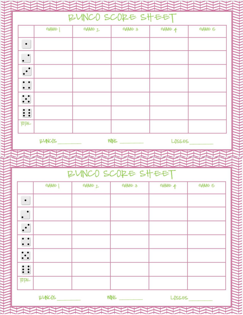 Recipes From Stephanie Free Bunco Printable Bunco Score Sheets Bunco Bunco Game