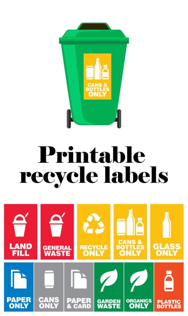 Recycle Bin Labels Tazi Graphics Printables