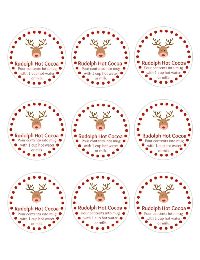 Reindeer Hot Chocolate Bags With Free Printable Tags 