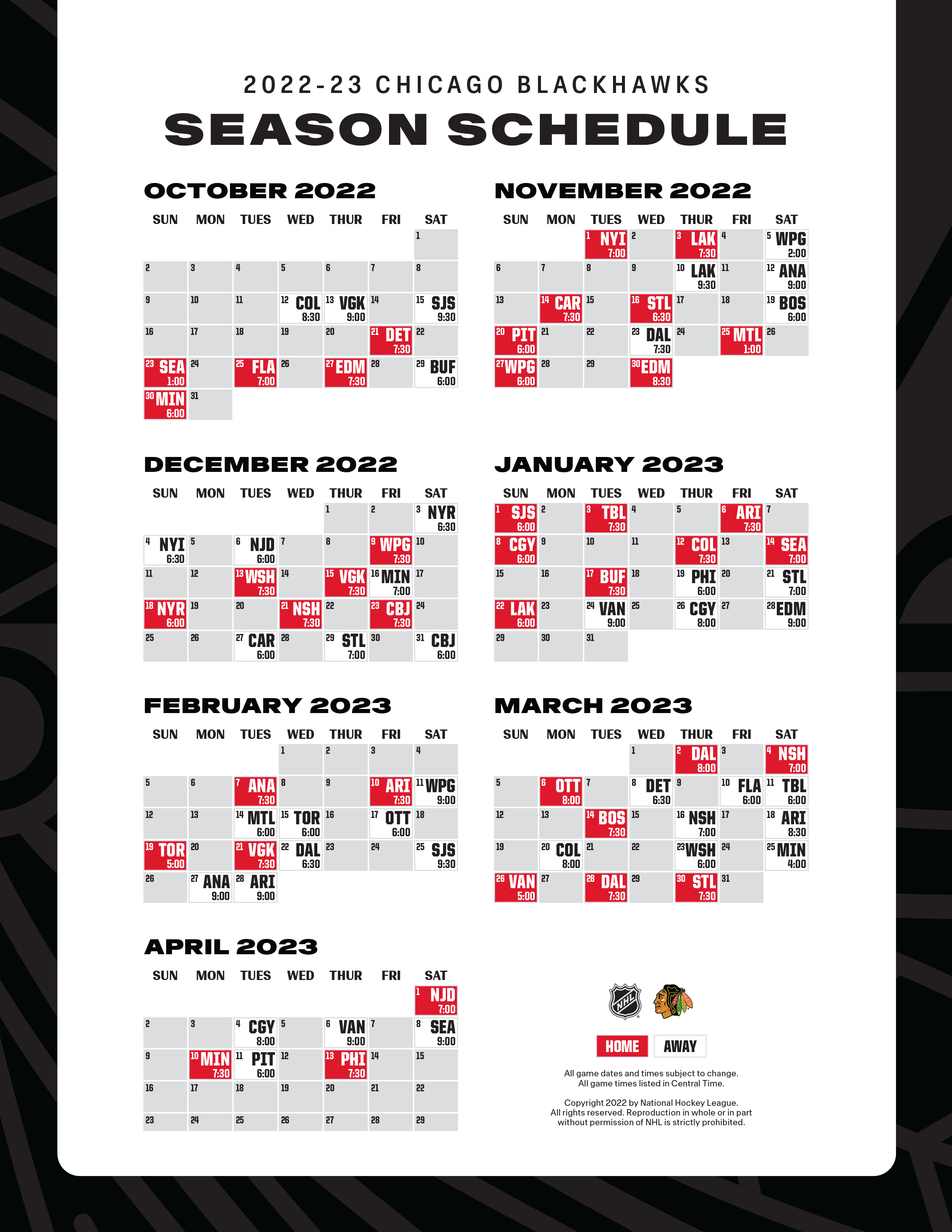 RELEASE Blackhawks Announce 2022 23 Season Schedule