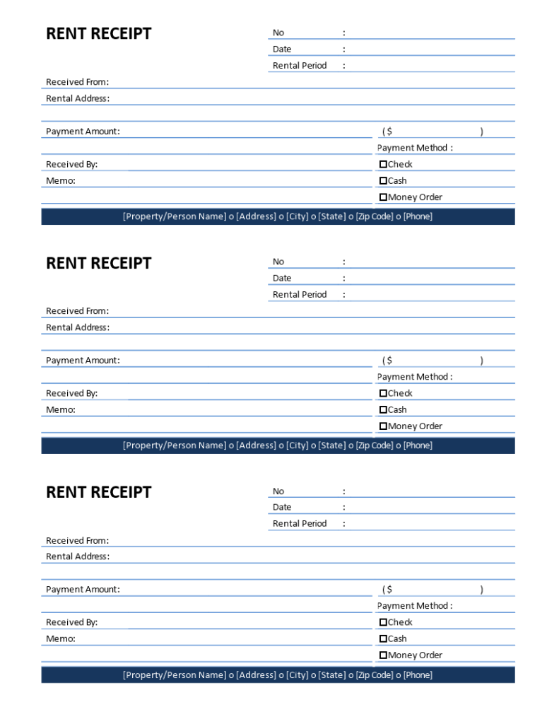 Printable Rent Receipts Free