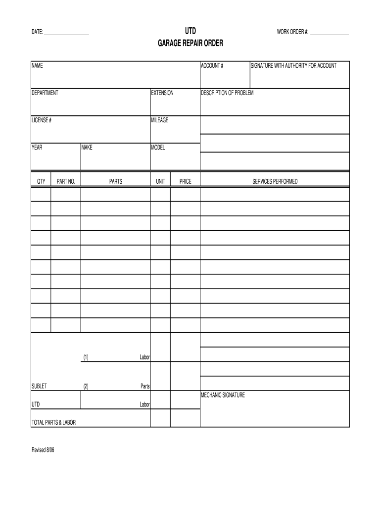 Repair Order Template Fill Out Sign Online DocHub