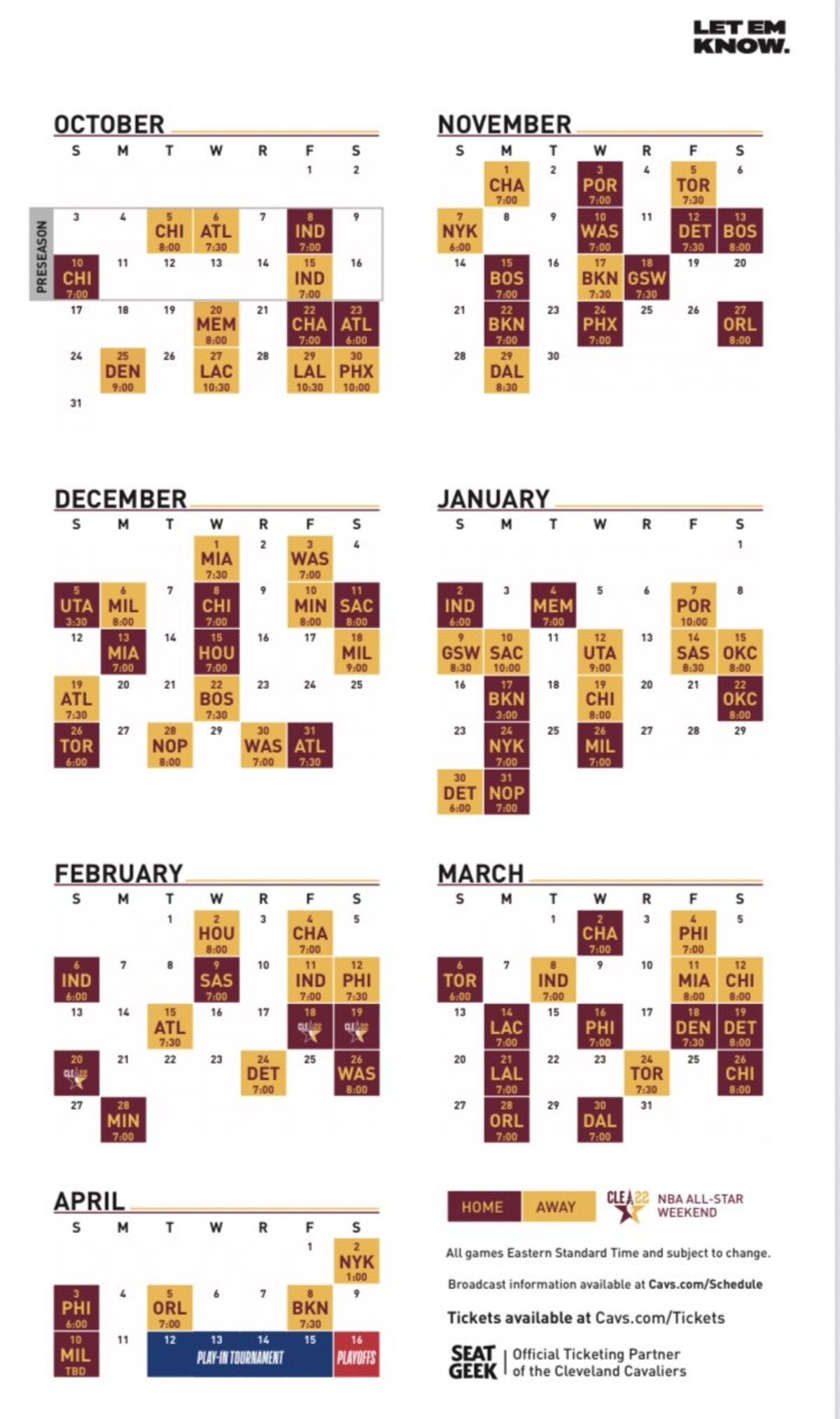 Report Cavs Release Full Schedule For 2021 22 Season Cavaliers Nation