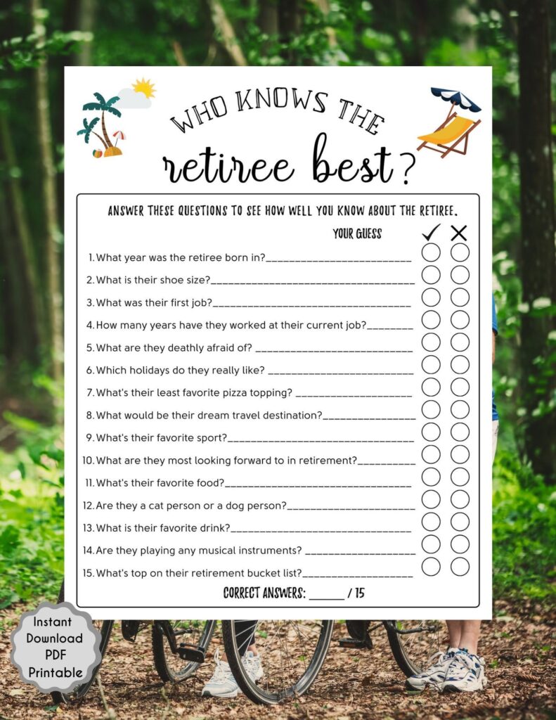 Retirement Party Game Who Knows The Retiree Best Fun Etsy Teacher Retirement Parties Retirement Party Themes Retirement Parties