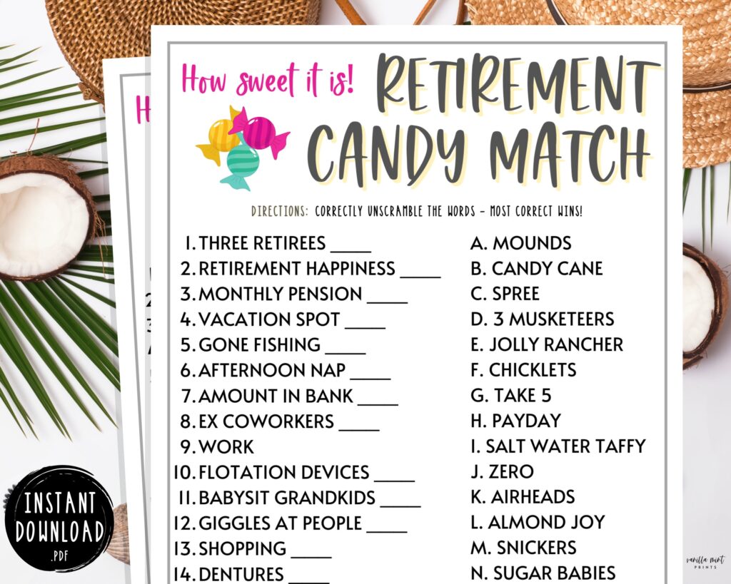 Retirement Party Games Retirement Candy Match Fun Etsy de