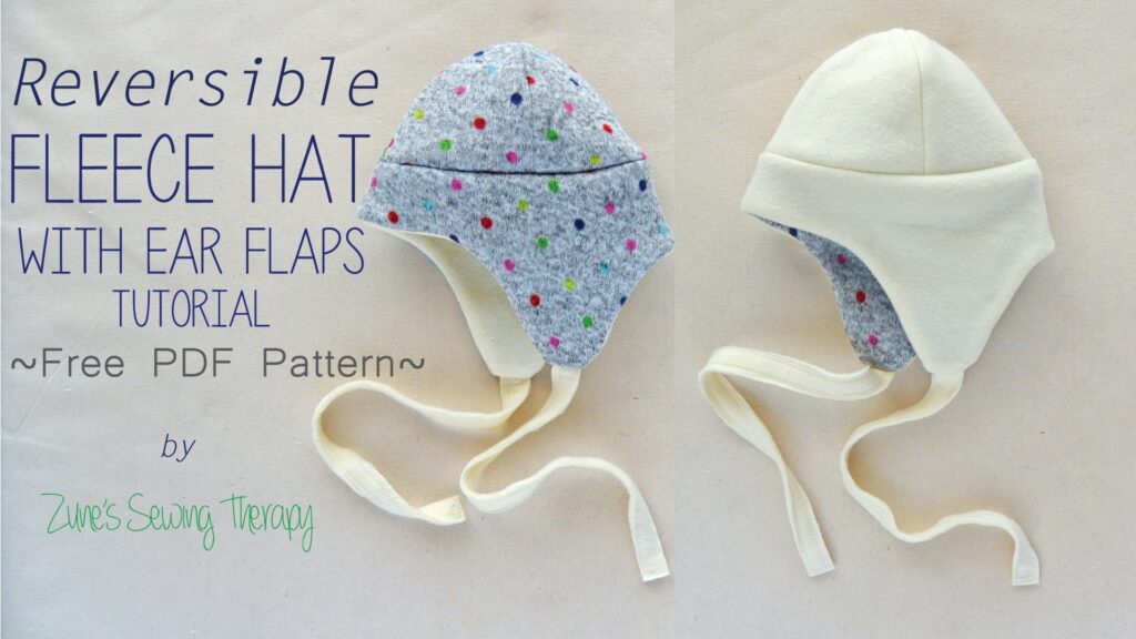 Reversible Fleece Hat With Ear Flaps Tutorial FREE Printable PDF Pattern Zune s Sewing Therapy