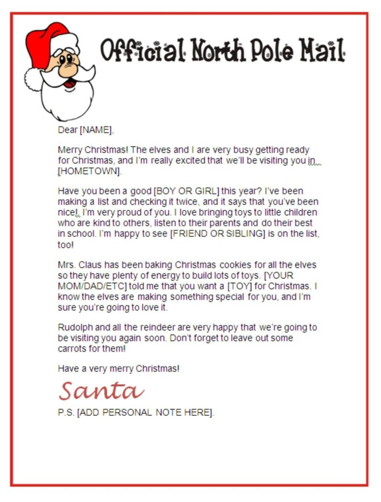 Santa North Pole Workshop Santa Letter Templates Santa Letter Template Santa Letter Printable Free Santa Letter Template