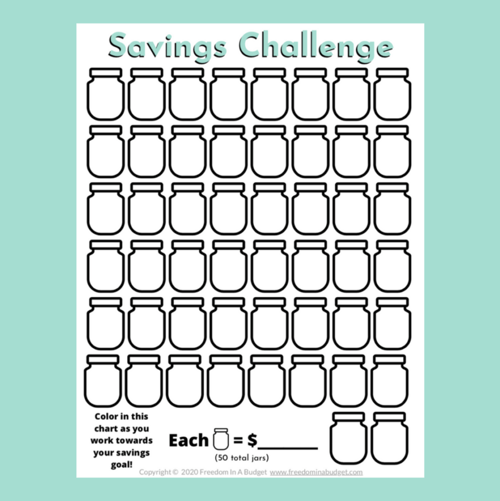 Savings Challenge Tracker Printable Freedom In A Budget