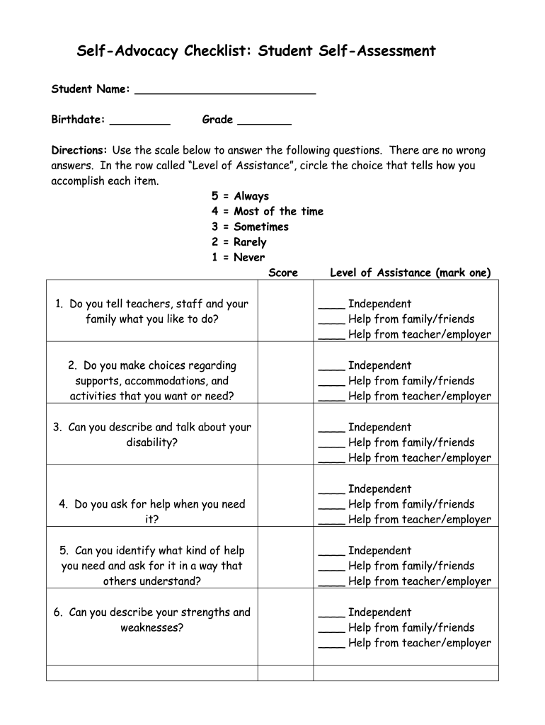 Self Advocacy Worksheets Pdf Fill Online Printable Fillable Blank PdfFiller