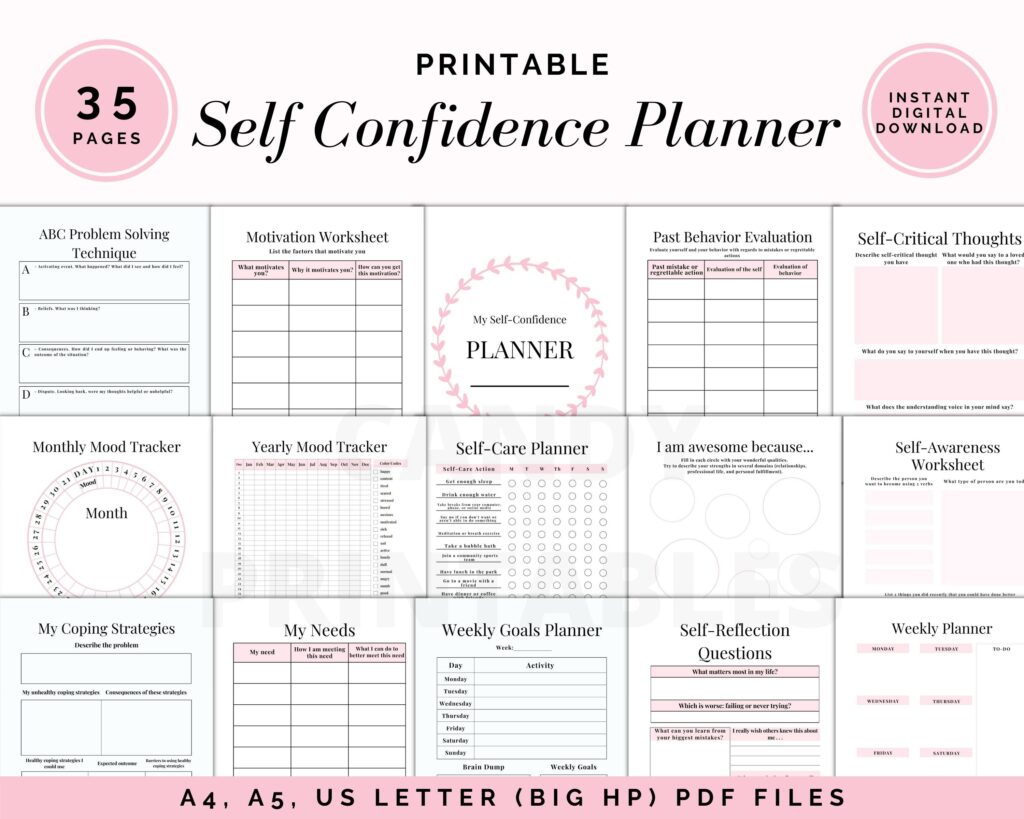 Self Esteem Journal Self Care Planner Confidence Workbook Etsy de