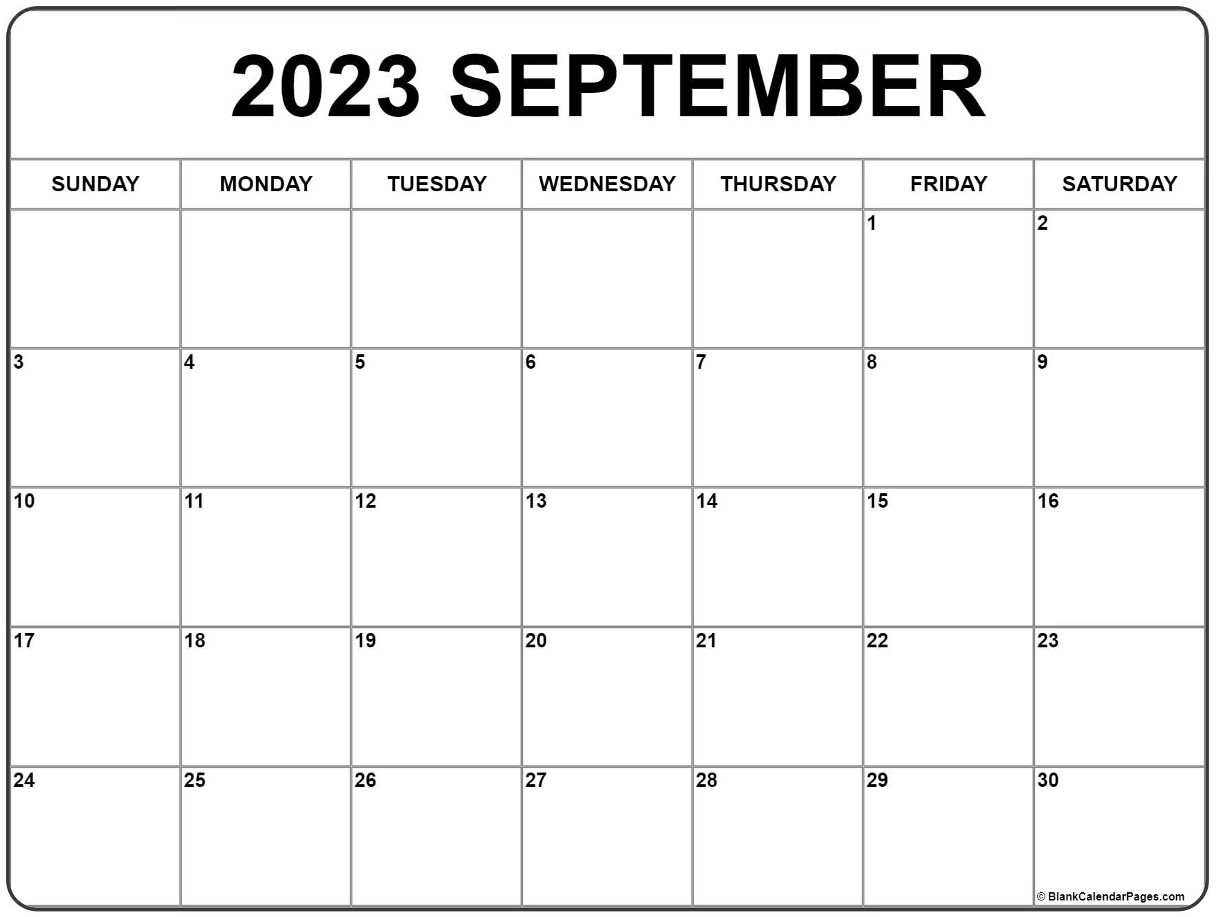 Calendar September 2023 Printable