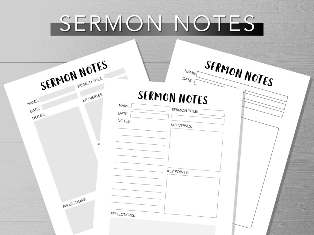 Free Printable Sermon Notes For Adults