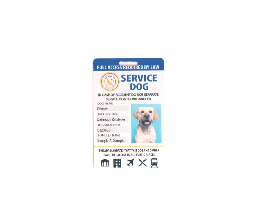 Printable Ada Service Dog Card Free