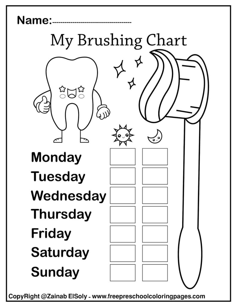 Set Of Free Dental Care Coloring Pages For Kids