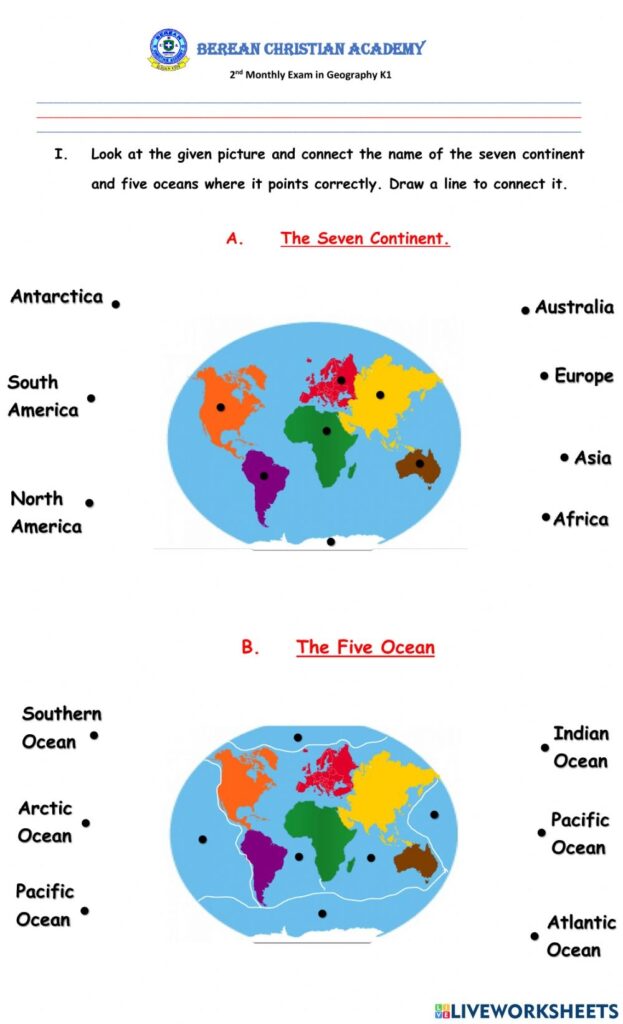 Seven Continent And Five Ocean Worksheet