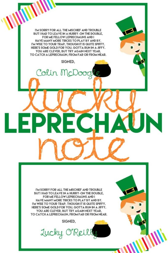 Free Printable Leprechaun Trap Notes