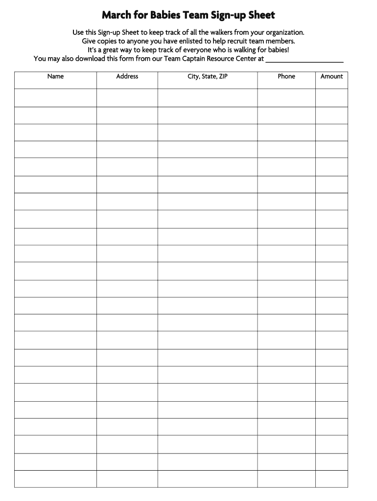 Free Sign In Sheet Template Printable