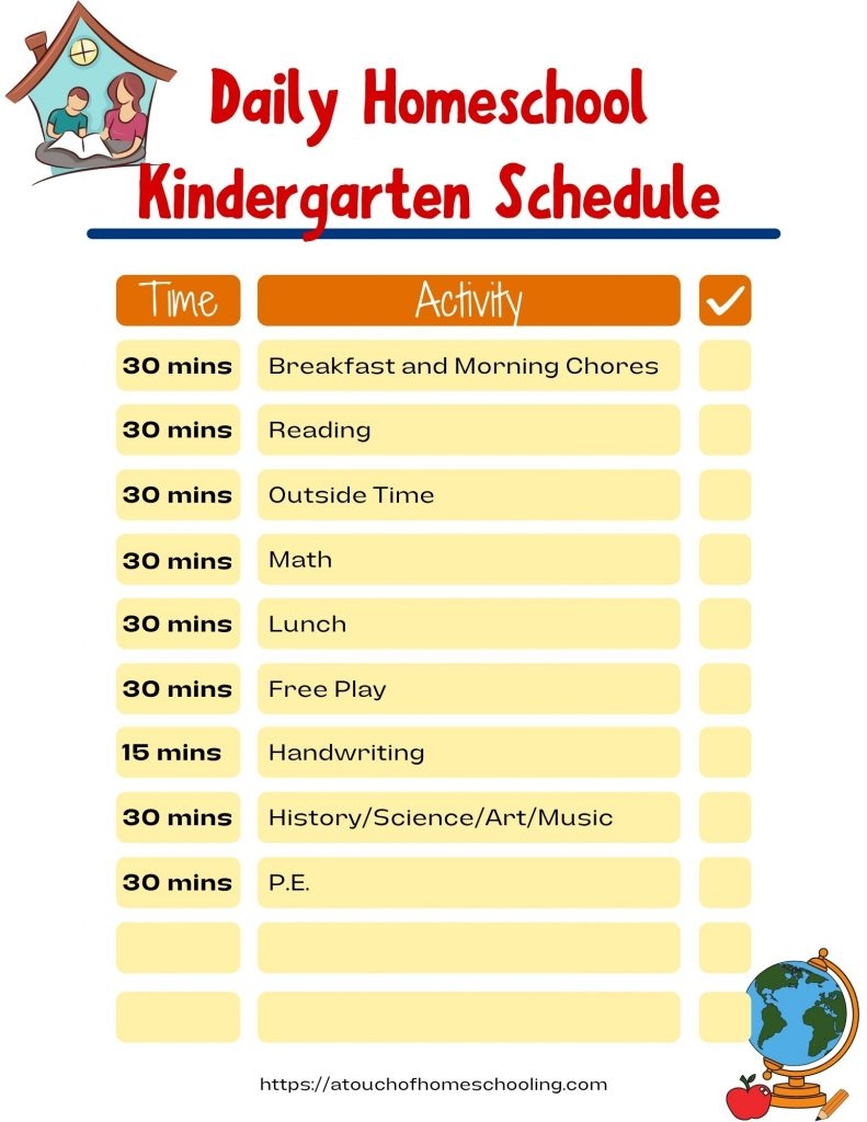 Printable Kindergarten Homeschool Schedule